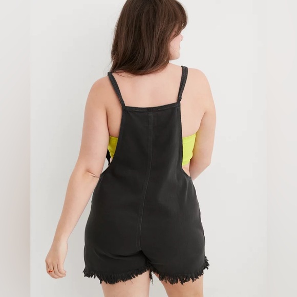 Aerie NWT Charcoal Denim Overall Shorts - Picture 2 of 8